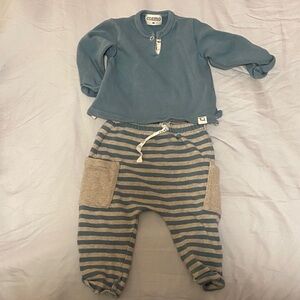 Cozmo Blue Top and Striped Pants Set